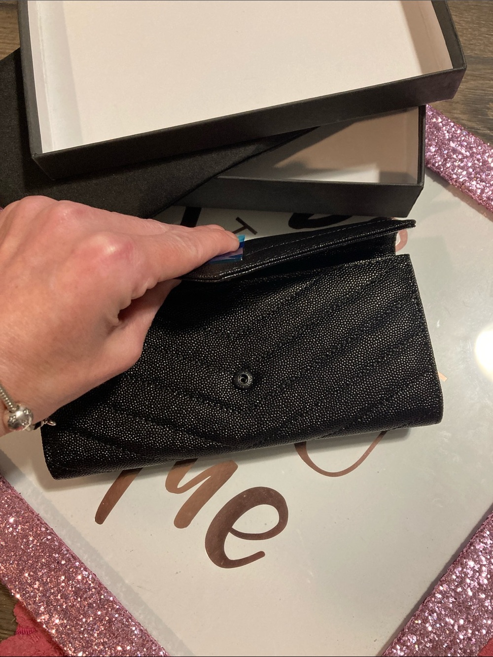 Black Quilted Women’s Clutch Wallet - Elegant Evening Accessory